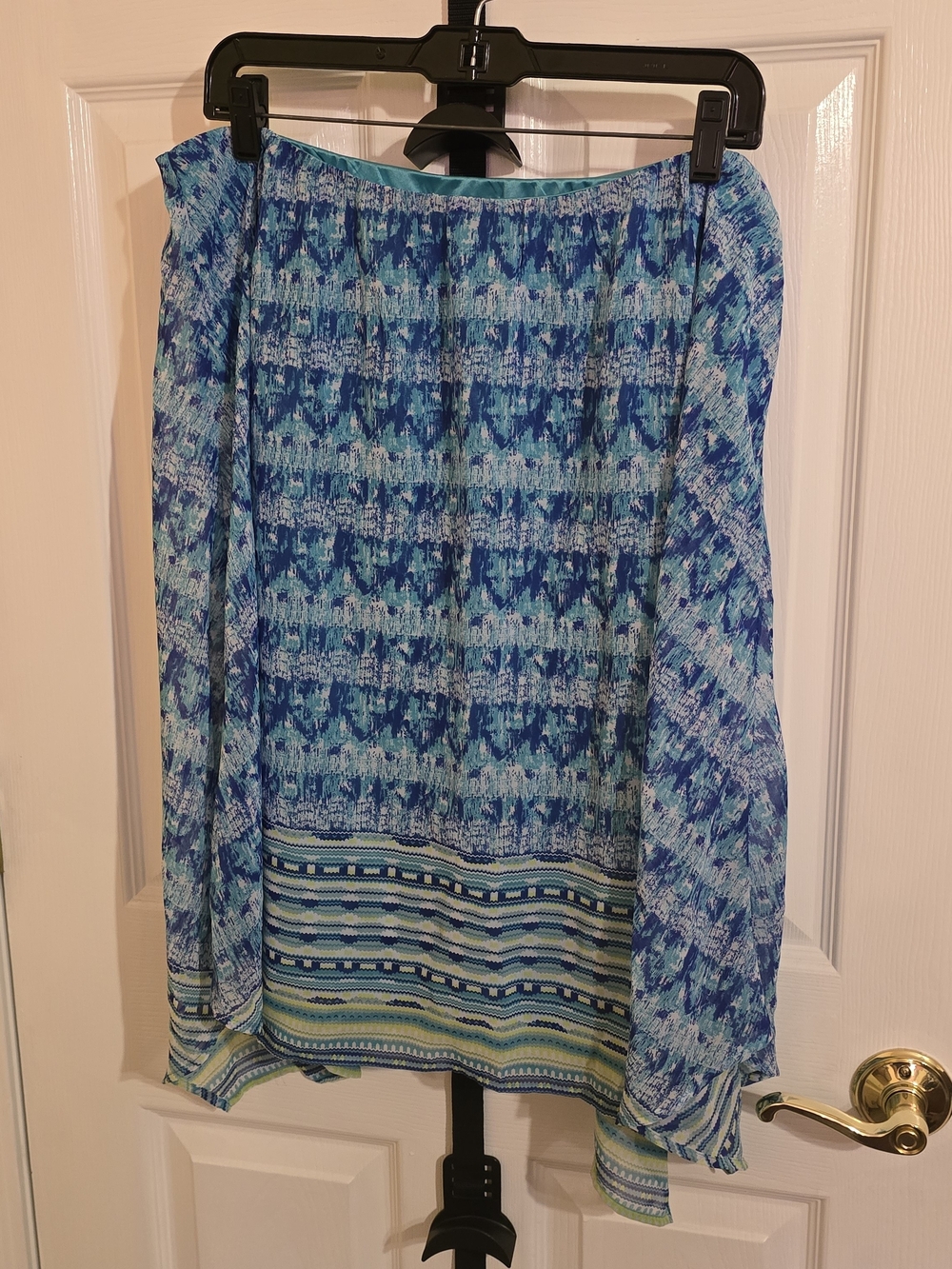 Cato Blue Patterned A-Line Skirt